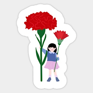 Girl with carnations II Sticker